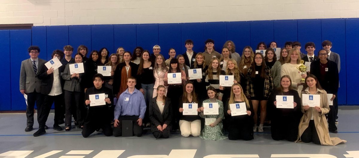 WAHS students smile at the ConCon conference at Penn College. Winners hold their certificates.